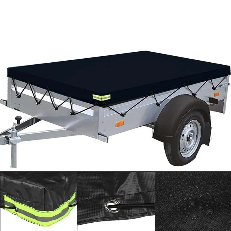 (image for) 210-260cm 600D PVC Waterproof Trailer Cover Auto Roof Tent Heavy Duty Dustproof Protector Cover Travel Camping Canopy