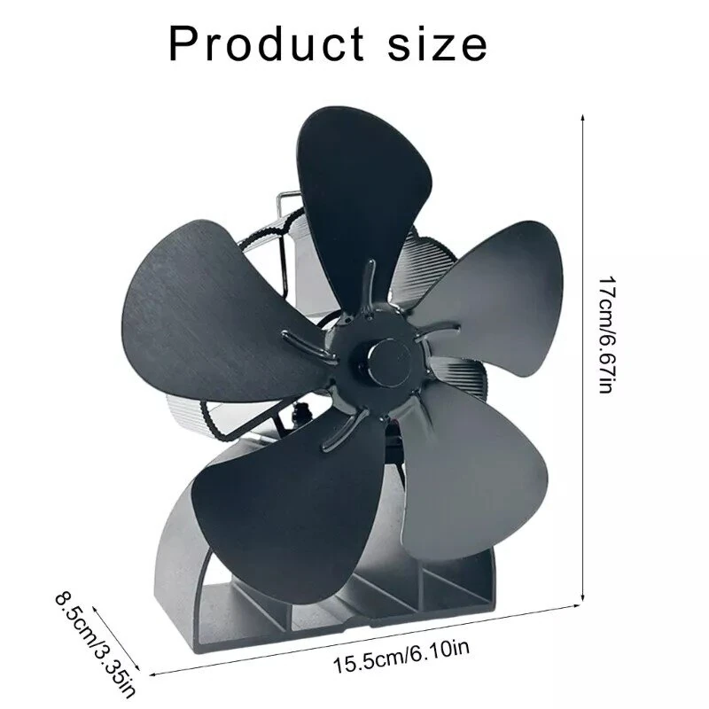 (image for) DY565J Energy Saving Fireplace Fan 5 Blade Fireplace Quiet SafeHeat Powered Stove Fan Log Wood Burner Eco Friendly Fan